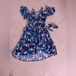 Xhilaration  Floral Shoulder Off Dress, Size M Open , Tie One Button Summer Beach Photo 3