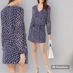 Michael Kors  Long Sleeve Mini Dress Women’s Medium Navy Animal Print Flowy chic Photo 1