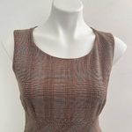 Apostrophe Plaid Stretchy Sheath Dress Brown Blue Size 4 Sleeveless Photo 1