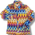 BCBGMAXAZRIA ‎ Women's Large Long Sleeve Stretch Button Up Top Shirt Multicolored Photo 1