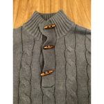 Carven heavy Cable knit cotton blue toggle button pullover Mockneck sweater Size L Photo 6