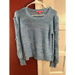 Lilly Pulitzer Attie Sweater Aqua Palma Marl Bauble Accented Puff Blouson Sleeve Photo 9