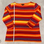 Ralph Lauren Lauren Women's Top Pullover 3/4 Sleeve 100% Cotton Striped Size L Photo 5