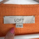 Loft Size M Sweater Roll Tab Henley Women’s Orange Knit Long Tab Sleeve V-neck Photo 3