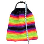 Handmade Crochet Rainbow Tote Bag Boho Retro Festival Market Style Bag Photo 6