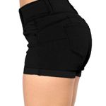 Women Junior Casual Summer Mid Waist Stretchy Denim Black Jean Shorts Size XXL Photo 7