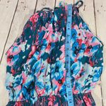 Fate‎ Floral Maxi Dress Teal Blue Pink Spaghetti Strap Elastic Waist M Halter Size M Photo 13