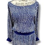 Anthropologie  Maeve Size M Gemma Blue White Geometric Dolman Sleeve Dress Photo 3