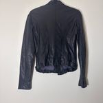 Andrew Marc  Lamb skin Leather butterfly lining moto jacket black size XS Photo 5