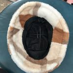 Plaid Faux Fur Fuzzy Warm ADJUSTABLE Luxury Winter Bucket Hat White Photo 2