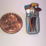 Colorful Paintbrushes Enamel Boho Scatter Pin Blue Photo 2