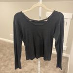 Harley Davidson  Motorcycles Black Glitter V Neck Long Sleeve Criss Cross Top Photo 3