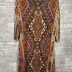 Fresh of LA Bohemian Geometric Print Dress Multicolor Size 2X Brown Photo 0