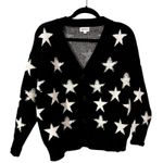 Super Down Karol Star Cardigan in Black and White Boucle Knit Size Small Photo 0