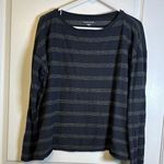 Eileen Fisher  Hemp/Organic Cotton Gray White Long Sleeve Blouse Size Large GUC Photo 0