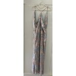 Adrianna Papell  Pleated Foil Dress Size 12 Blue Slate Multi Full Length Maxi Photo 1