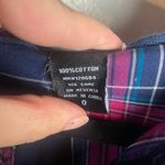 Torrid  Size 0 Plaid Button Down Shirt Roll Tab Sleeves Navy Pink Causal Large Photo 3