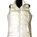 Lands’ End Oatmeal Ivory Puffer Vest Small Sleeveless Quilted Outerwear in GUC White Photo 2