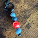 Hand Crafted Vibrant Red and Subtle Gray Beaded Key Holder Photo 1