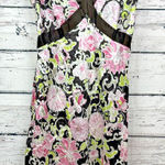 Elie Tahari Tahari Arthur S. Levine Pink Floral Silk Blend Dress Brown Trim [Size‎ 12] Photo 0