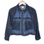 CAbi Women’s Composition Mixed Denim Button Front Jacket size large Photo 3