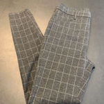Loft Women's Plaid Mid-Rise Flat Front Skinny Ankle Pants Gray White Size 4 Photo 0
