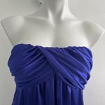 Poetry Satin Ruched Strapless dress Blue Medium Knee Length Womens Photo 1