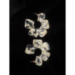 Women's White Green Yellow Flower Hoop Earrings One Size Photo 1