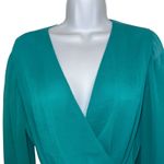 EXPRESS  Teal Green Textured Wrap With Side Tie Long Sleeve Blouse NWT Small Photo 2