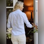 Frank & Eileen Barry Button Up in Shirting Blue, Sz XL Photo 2