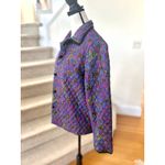 Vintage Vibrant Purple Floral Indian Block Print Quilted Jacket Size M Photo 2