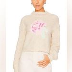 Love Shack Fancy | NEW Roosevelt Rose Intarsia Crewneck Wool Sweater Wheatfield Md Photo 0
