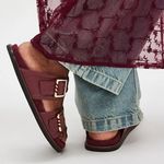 Free People NWOT Sage Square Toe Footbed Slides in Cabernet Leather Photo 2