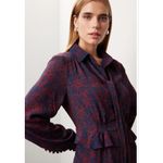 Jason Wu Dress Womens 6 Blue Red Floral Chiffon Shirt Collared Midi Tie Neck Photo 3