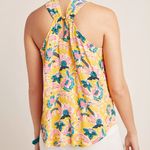 Anthropologie Maeve Mica Sleeveless Blouse Yellow Floral Halter Neck Size 4 Photo 1
