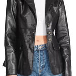 Steve Madden NWT Women's Ivy Blazer Vegan Leather Black Size Large Photo 0