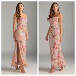 Azazie NWT Mai Abstract Bouquet Floral Sheath Pleated Chiffon Dress Size US A0 Photo 12