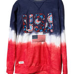 Simply Southern  USA medium embroidered red white & blue American flag sweatshirt Photo 0