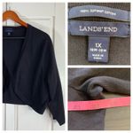 Lands' End Black 1X Plus Size Supima Cotton Knit Bolero Cardigan Sweater Shrug Photo 11