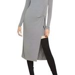 BCBG Maxazria Twist Front Midi Long Sleeve Dress Womens Size XXS Heather Gray Photo 0