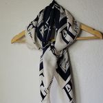 Vintage Made In Italy Paris Themed Navi Blue and Cream Square Scarf Size 33×34 Photo 2