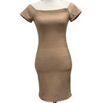 Forever 21  NWT Beige Off-Shoulder Bodycon Bandage Mini Dress Going Out Sz Small Photo 2
