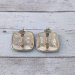 Vintage Clip On Earrings Dark Green & Gold Tone Retro Statement Photo 4