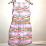 Milly  Textured Tweed Mini Dress size 2 Pink Yellow Chevron Sleeveless Photo 6