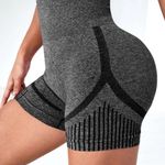 SheIn New Yoga Basic Vertical Striped Scrunch Butt Tummy Control Sports Biker Shorts S Xs Photo 1