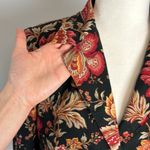 Talbots Women’s Sz 10 Black Orange Red Autumn Floral Button Jacket Blazer Coat Photo 3