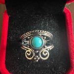 Women’s Stainless Steel Silver Simulated Faux Turquoise Ring Size 7 New Photo 0