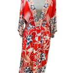 Boho Print Self Belted Front Open Long Kimono Dress one size fits most. L Photo 1