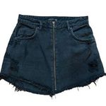 Bershka womens black distressed zip up mini skirt sz 6 Photo 0
