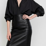 Norma Kamali  Faux Leather Straight Skirt, Black, XS Photo 0